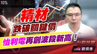 精材跌破關鍵價，怡利電再創波段新高！｜台股攻略｜劉烱德 (圖)