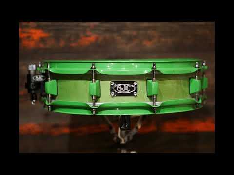 SOLD - SJC 4x15" Birdseye Maple Snare Drum - Ecto Green