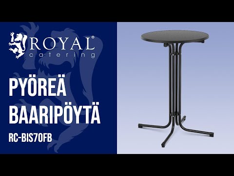 video - Pyöreä baaripöytä - Ø 70 cm - taitettava - musta