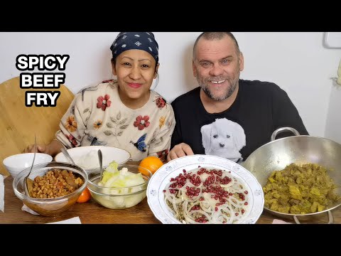 SPICY FRY BEEF WITH CHILLIES/CABBAGE LENTIL SALAD/PORK AND BEANS/TANGKHUL MUKBANG