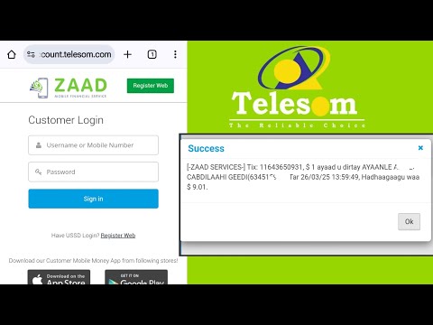 Sida Loo Isticmaalo ZAAD My Account Telesom | Baro Sida Dollar Looga Dhex Diro