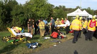 preview picture of video 'Motor Coach Overturns - Mass Casualty Incident - DE Rt. 1 @ US Rt. 13 - Sept 21, 2014'