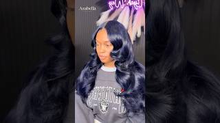 Bombshell curls + this blue color?? It’s unreal 😍🔥 #arabellahair  #bluewig #coloredwig #curlywigs