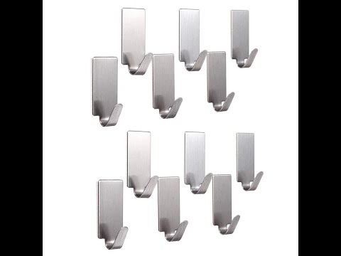 Self Adhesive Wall Hook / Stainless Steel, 3.5 x 1.5, Silver, Pack of 6 Hooks