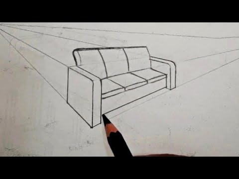 How to draw a Sofa using Two Point Perspective for Beginners ! Sofa Drawing