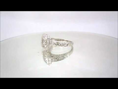 14K WHITE GOLD CUSHION CUT DIAMOND ENGAGEMENT RING BEZEL ART  DECO 1.60CTW - KNR INC - 7.2