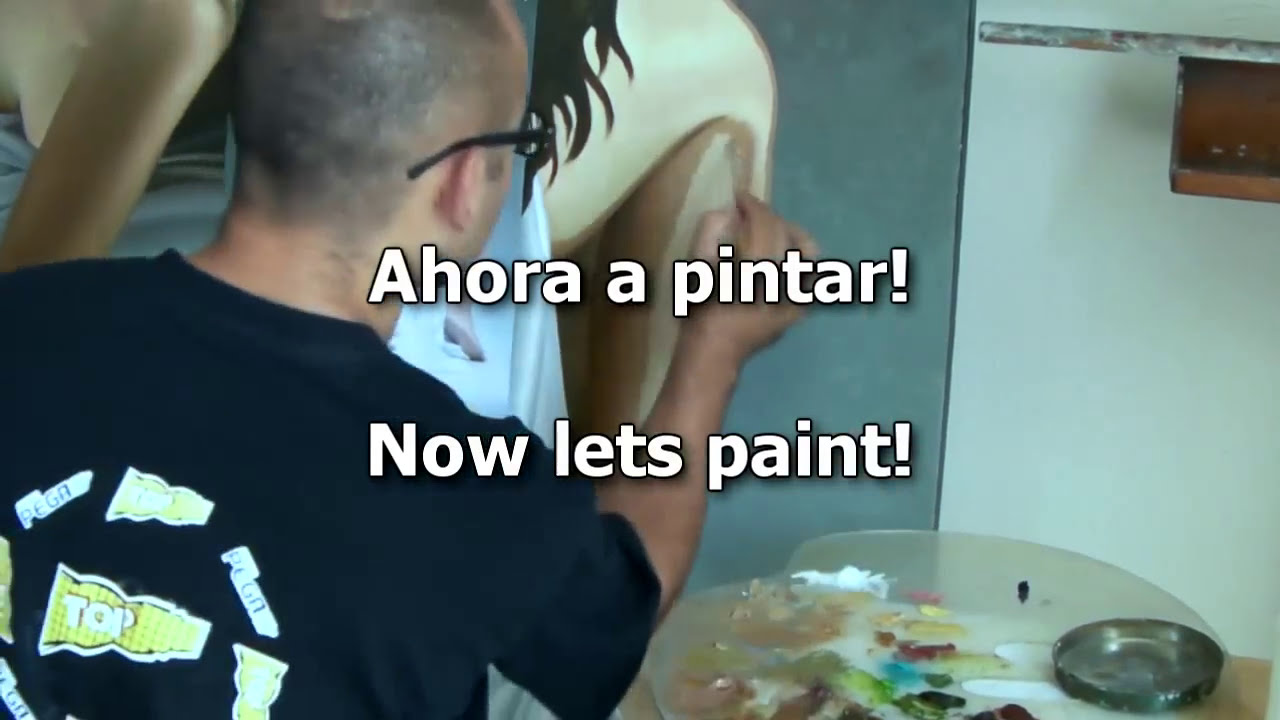 preparando colores para pintar piel al oleo - preparing colors to paint flesh