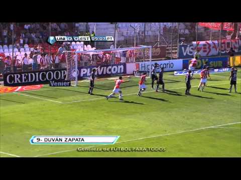 Gol de Zapata. Unión 0 Estudiantes 1. Fecha 13. Torneo Inicial 2012. Fútbol Para Todos.
