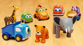 Os carros Mocas montam um zoológico e brincam com os animais! Desenho animado infantil dos carrinhos