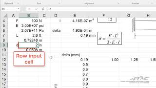 Excel Case Study: Cantilever Beam Part 4 - Two-Way Data Table