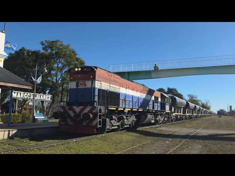[8K] Variado y colorido tren cargado de NCA con la EMD GT-22CW 9022 pasando por Marcos Juárez!!!!!!