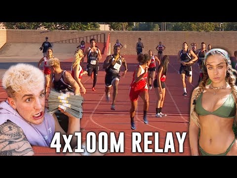 LOGAN PAUL, JAKE PAUL, SOMMER RAY compete in the 4x100 Relay