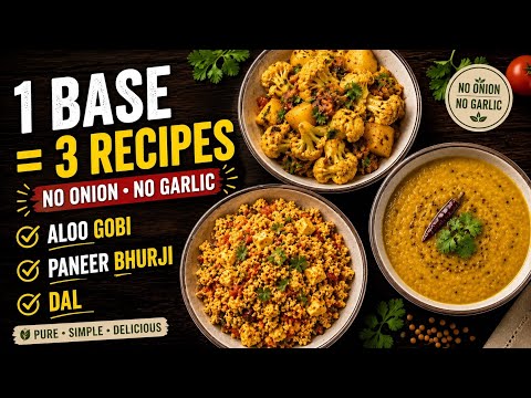 No Onion | No Garlic | Make 3 Recipes from 1 Base Gravy | Meal Prep Made Easy | Busy Day Hacks