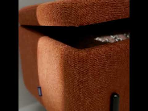 Video Kos - Banc coffre en tissu et m&eacute;tal L100cm