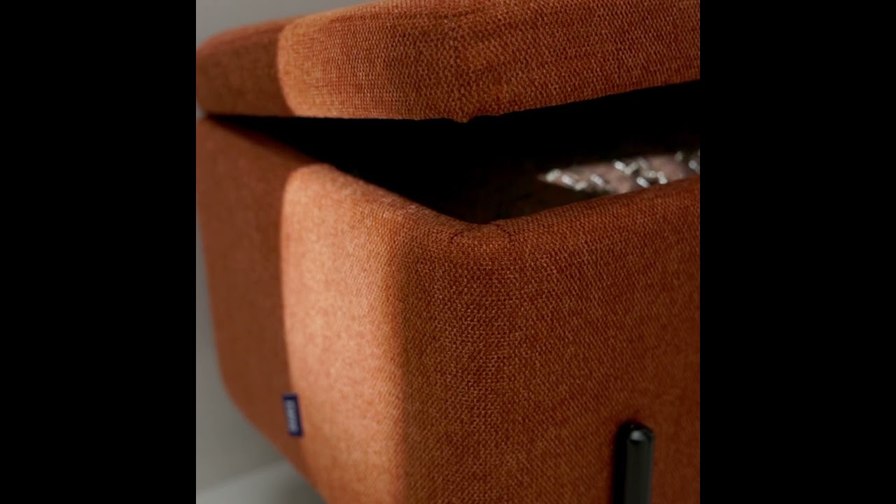 Video Kos - Banc coffre en tissu et m&eacute;tal L100cm