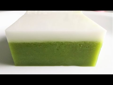 Green Tea Custard Agar Jelly Dessert - Thai Dessert