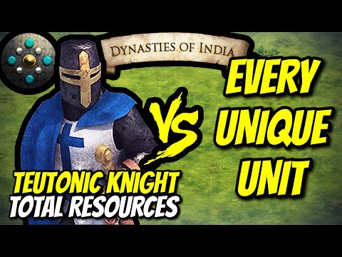 ELITE TEUTONIC KNIGHT (Dravidians) vs EVERY UNIQUE UNIT (Total Resources) | AoE II: Definitive