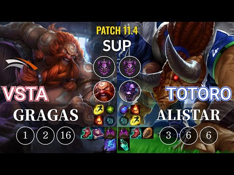 HLE Vsta Gragas vs Totoro Alistar Sup - KR Patch 11.4