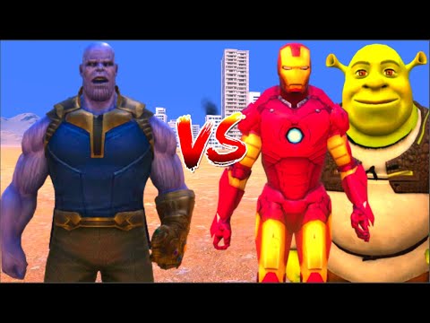 100 Thanos vs 1000 IRON MAN and 1000 SHREK (Marvel vs Marvel)