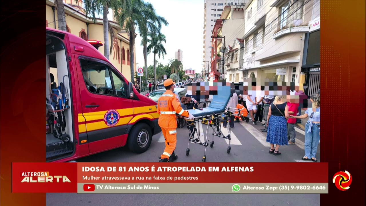 Idosa é atropelada na faixa de pedestre em Alfenas