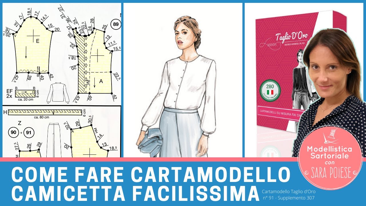 Come fare cartamodello camicetta facilissima | modello 91 taglio d'oro | in sartoria con Sara Poiese