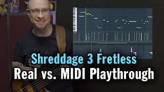 Video thumbnail for Shreddage 3 Fretless: Real vs. MIDI Playalong by Impact Soundworks LLC