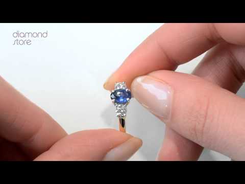 FET23-U - Sapphire 0.80ct And Diamond 0.50ct 18K Gold Ring