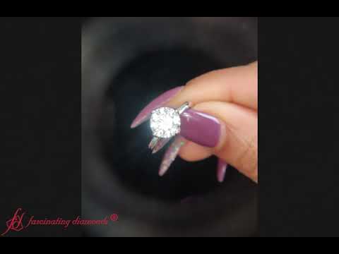 Round Solitaire Compass Point Lab Diamond Ring In 14K White Gold- FD10028ROR- Fascinating Diamonds