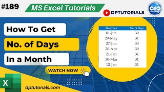 Excel Date Formula | Quick Days In Month Calculation