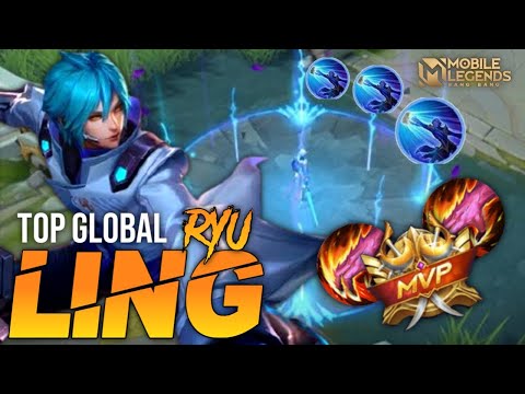 Top Global Ling 2021 ‼️Best combo ling by Ryu perfect game play & Rotation ! Monster kill - Mlbb