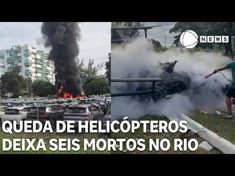 Dois helicópteros se chocam no ar e caem no Rio de Janeiro; seis pessoas morreram