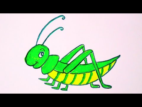 Grasshopper cartoon drawing / Easy drawing for kids
