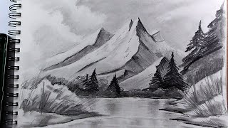 How to draw realistic mountains with pencil, step by step and easy 2 : Drawing The Easy Way