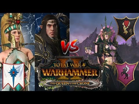 The Crone Hellebron vs Alith Anar & The Everqueen | Total War Warhammer 2
