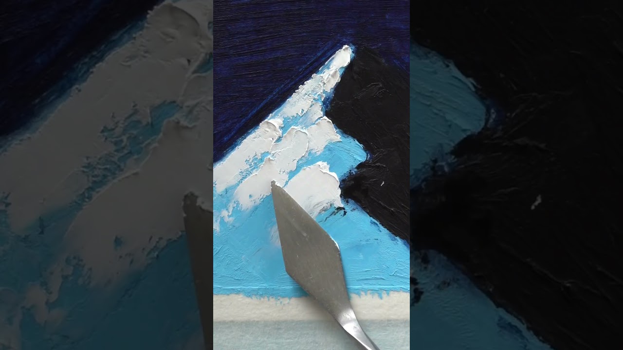 Easy oil pastel drawing - Snow Mountain Night Sky #oilpastel #creativeart #easydrawing #painting