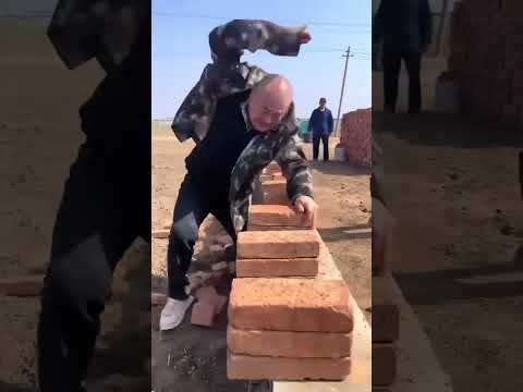 Chinese man Chop 200 bricks with bare hands