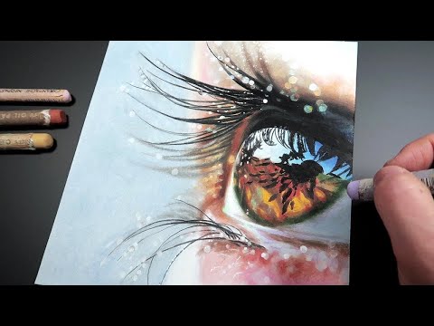 realistic eye drawing using oil and pastel by ohu sia