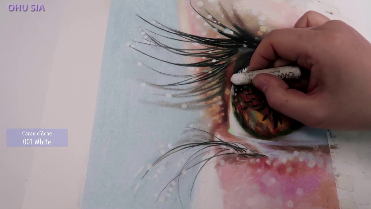 realistic eye drawing using oil and pastel by ohu sia