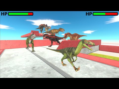 Dinosaurs Run and Attack Goro The Giant - Animal Revolt Battle Simulator