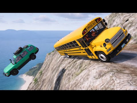School Bus on Dangerous Cliff Roads 😱| BeamNG.drive#204 