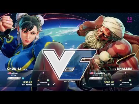 Street Fighter 5 Beta 4 Ranked Match: railgun (Chun Li) vs PR Balrog (Dhalsim)