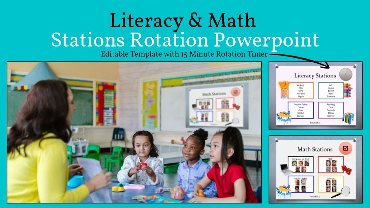 Station Rotations PowerPoint Template For Elementary | Centers Made Simple