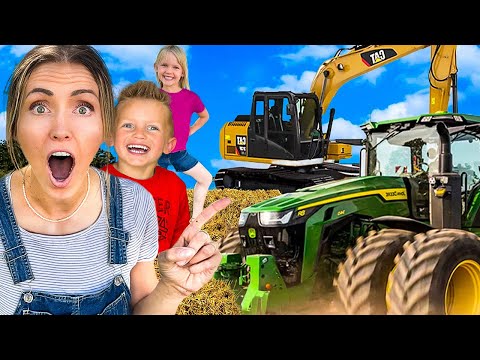 🚜 Ride REAL Farm Tractors & an Excavator! 🌾 From Swather to Baler, Learn How Hay is Made On A Farm! - Kingdom Kids Zone, Little Learners - Happy Hubbard’s - Educational Videos for Kids