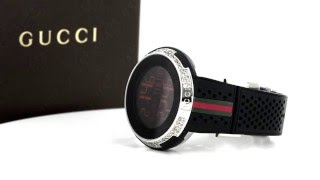 Mens Digital Black Face  Gucci Rubber Strap 4CT White Diamond Watch