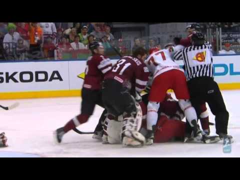 Latvia vs Belarus The fight 2 2014-05-19 WC 2014
