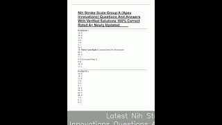 Latest Nih Stroke Scale Group A Apex Innovations Questions And Answers With Verified Solutions 100 C