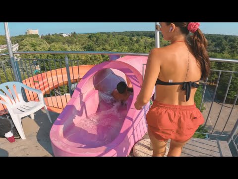 😱DARE TO TRY?! Freefalll Waterslide at Europe's Albena Aquamania Water Park, BULGARIA