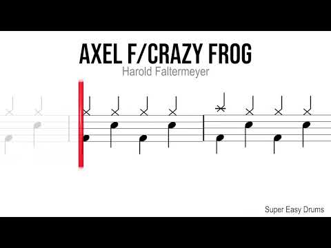 AxelF/Crazy Frog - Harold Faltermeyer | BEGINNERS DRUMS | Scrolling Scores