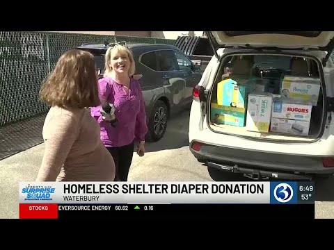 LIBERTY BANK SURPRISE SQUAD: Diaper donation at St. Vincent DePaul Shelter in Waterbury