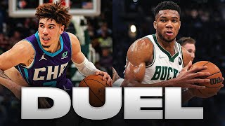 Giannis Antetokounmpo - Milwaukee Bucks - LaMelo Ball - Charlotte Hornets